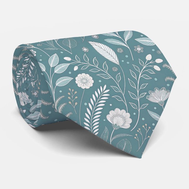 Floral Imprimer Cravate pour tenues élégantes (Roulé)