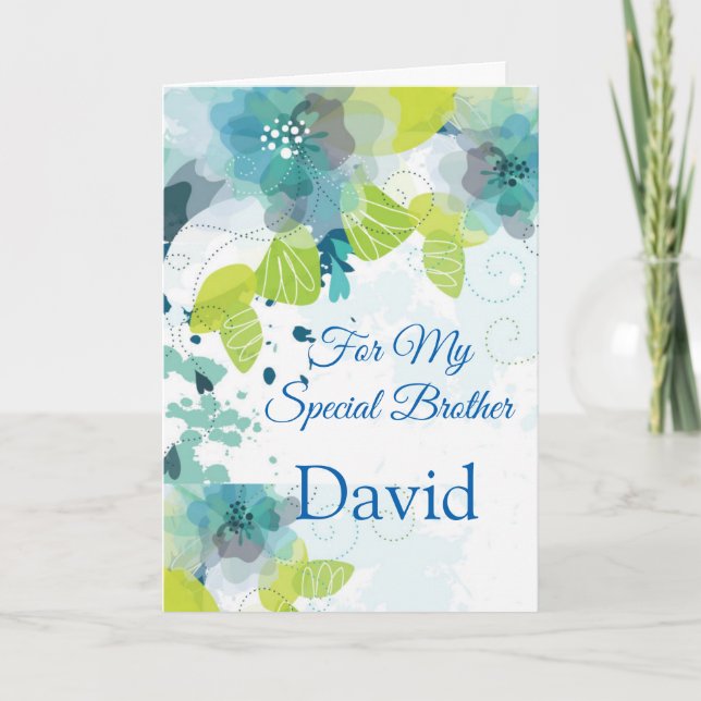Floral Imprimer Nom personnalisé Carte d'anniversa (Devant)