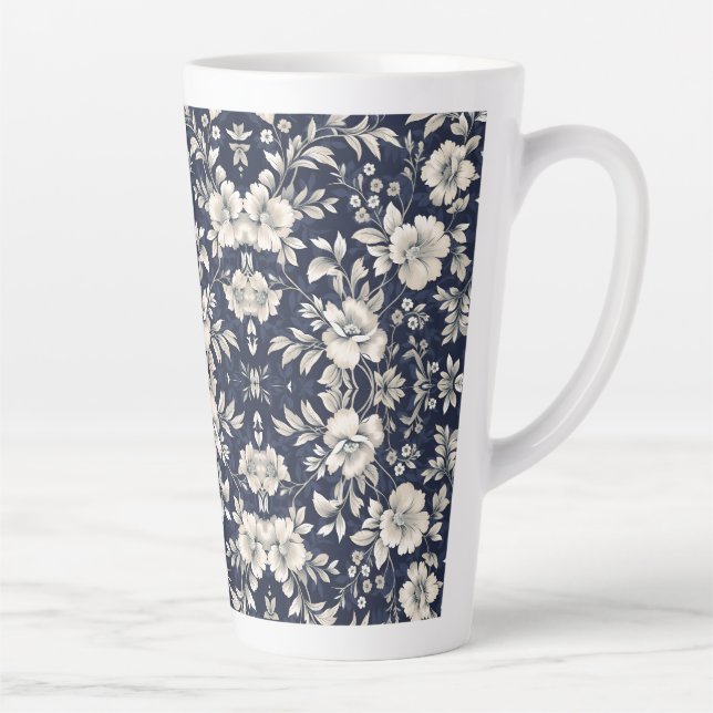 Floral in Blue Latte Mug (Right)
