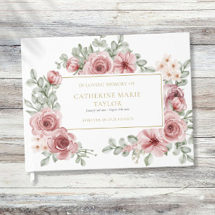 Floral In Loving Memory Memorial Funeral Guest Book