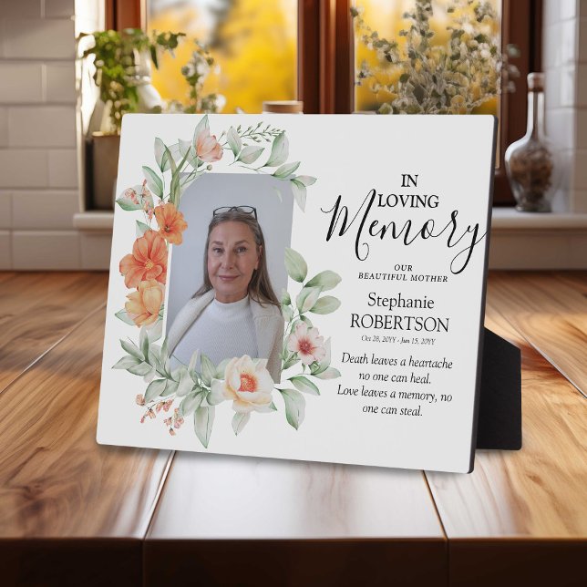 Floral 'In Loving Memory' Photo Funeral Memorial Plaque (Creator Uploaded)