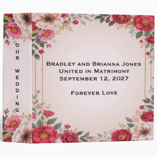Floral in Pink Wedding Album Binder