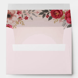 Floral in Pink Wedding Envelope