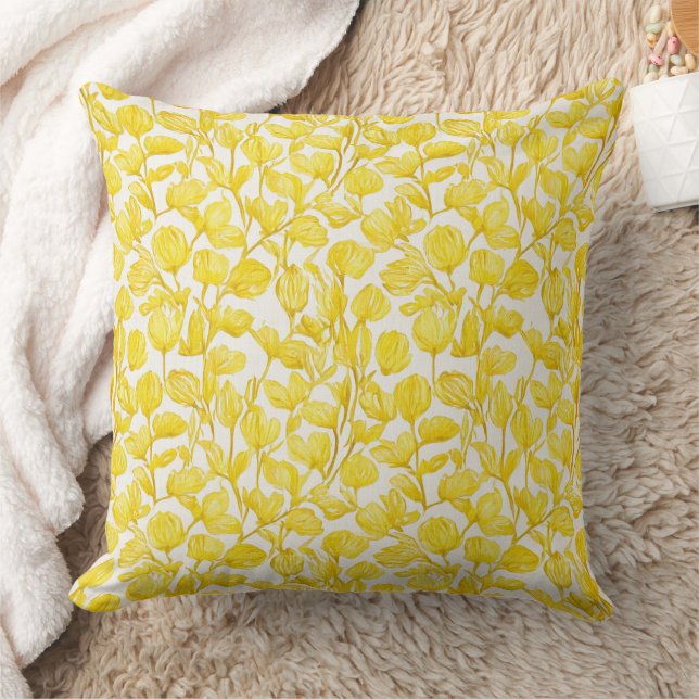 Floral in yellow pattern throw pillow (Blanket)