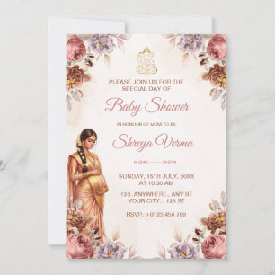 Floral Indian Baby Shower Invitation