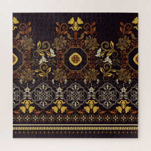 Floral Indian: Colourful Striped Seamless. Jigsaw Puzzle