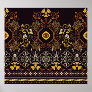 Floral Indian: Colourful Striped Seamless. Poster