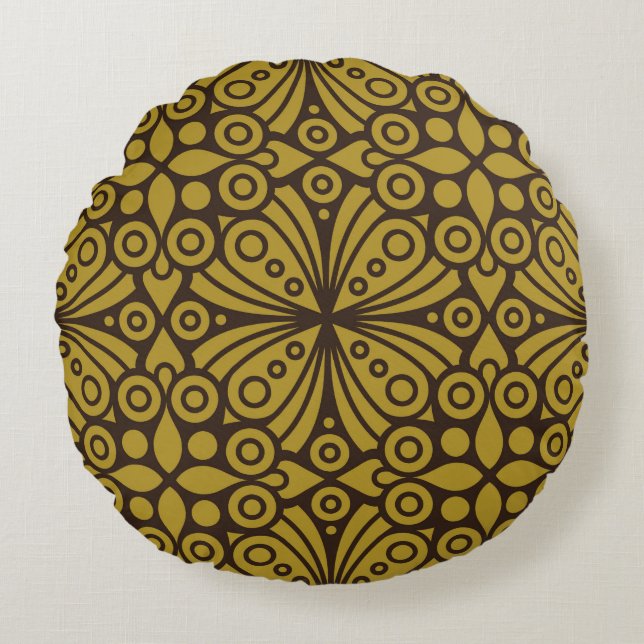 Floral Indian Pattern Layeredabstract, art, home d Round Pillow (Front)