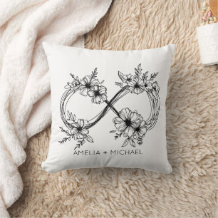 Floral Infinity Sign Customizable Names Pillow