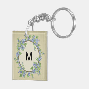 Floral Initial Design Keychain