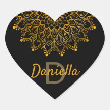 Floral initial monogram gold personalized mandala