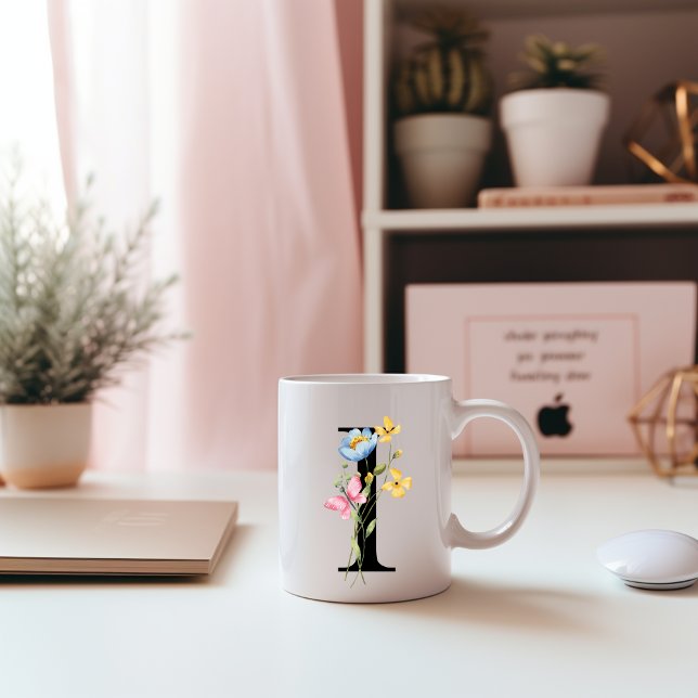 Floral Initial Monogram I Mug (Creator Uploaded)
