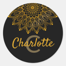 Floral initial monogram personalized name mandala