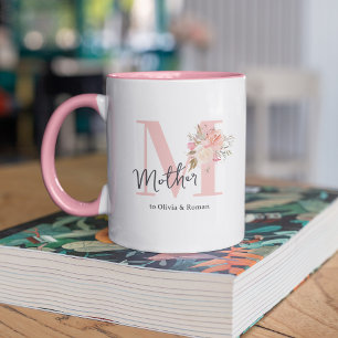 Floral Initial Mothers Mom Mug