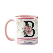 Floral Initial Mug – Letter B Monogram | Personali