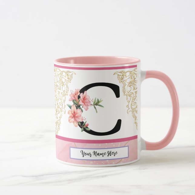 Floral Initial Mug – Letter C Monogram | Personali (Right)