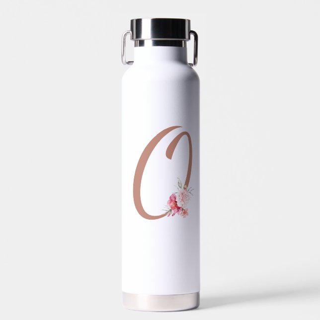 Floral Initial O Pattern Water Bottle (Front)