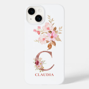 Floral Initial Personalized Name Elegant Monogram  Case-Mate iPhone 14 Case