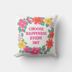 Floral Inspirational Create Your Own Quote Throw Pillow
