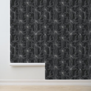 Floral-Inspired Abstract Line Art Pattern Wallpaper