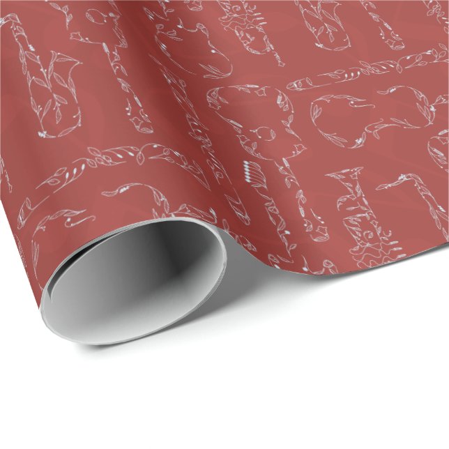 Floral Instruments in Red Wrapping Paper (Roll Corner)