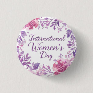 Floral International Women's Day 2026 1 Inch Round Button