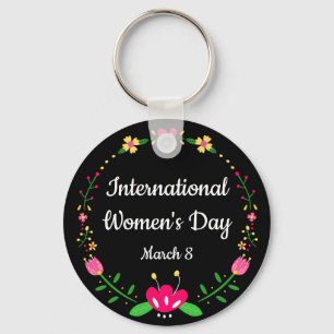 Floral International Womens Day  Keychain
