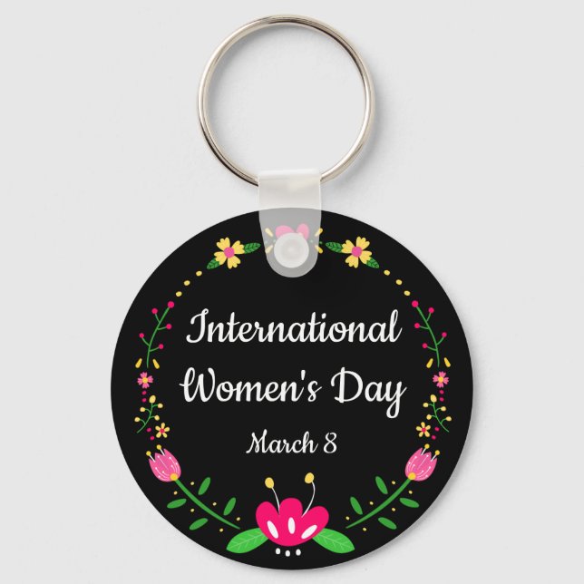 Floral International Womens Day  Keychain (Front)