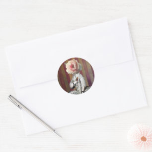 Floral Intrigue Pink Peony Mask Classic Round Sticker