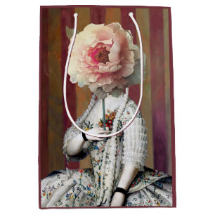 Floral Intrigue Pink Peony Mask Large Gift Bag