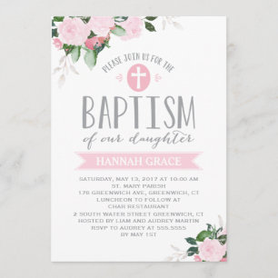 Floral Invitation au baptême