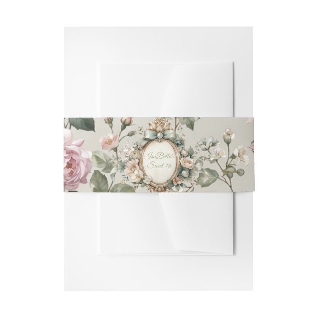 Floral Invitation Belly Band Wrap (Front Example)