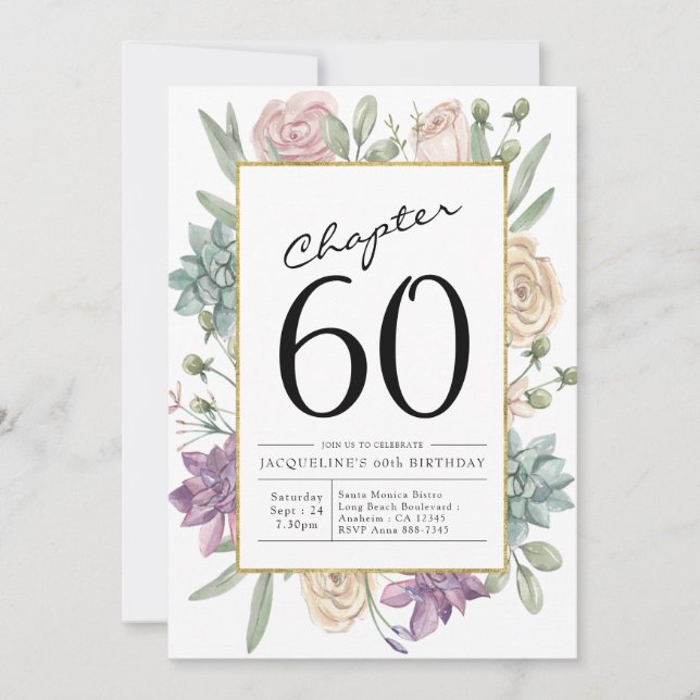 Floral Invitation du 60e anniversaire (Devant)