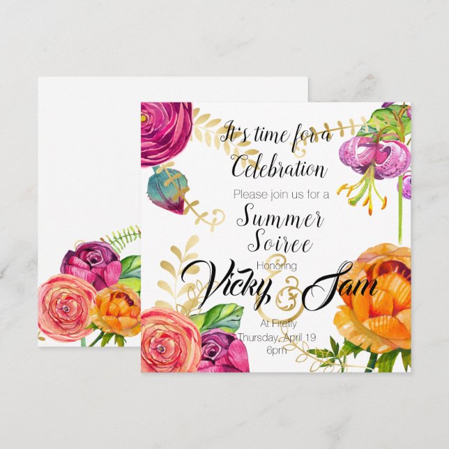 floral invite brunch party shower birthday (Front/Back)