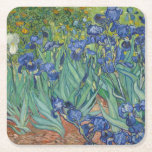 Floral Irises Garden Vincent van Gogh Inspired Square Paper Coaster<br><div class="desc">A lovely serving tray inspired by Vincent van Gogh "irises" painted (oil on canvas) in 1889. Serving meals on this beautiful vintage-designed tablecloth will be a joyful occasion every time.</div>