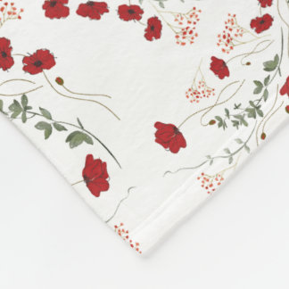 Floral Italian elegance in red wildflowers Fleece Blanket