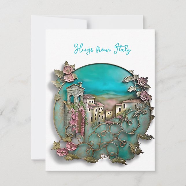 Floral Italian paper Sculpture Holiday Card (Front)