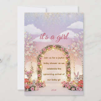 Floral "It's a Girl" Baby Shower Invitation