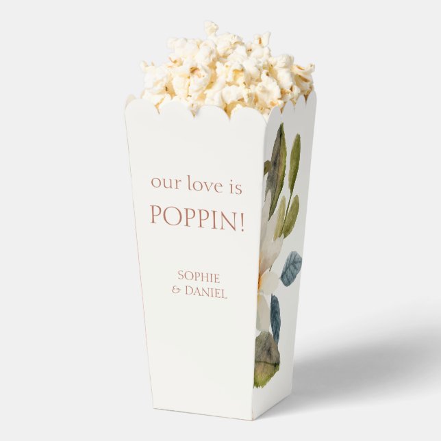 Floral & Ivory Couple Popcorn  Favor Box (Popped)