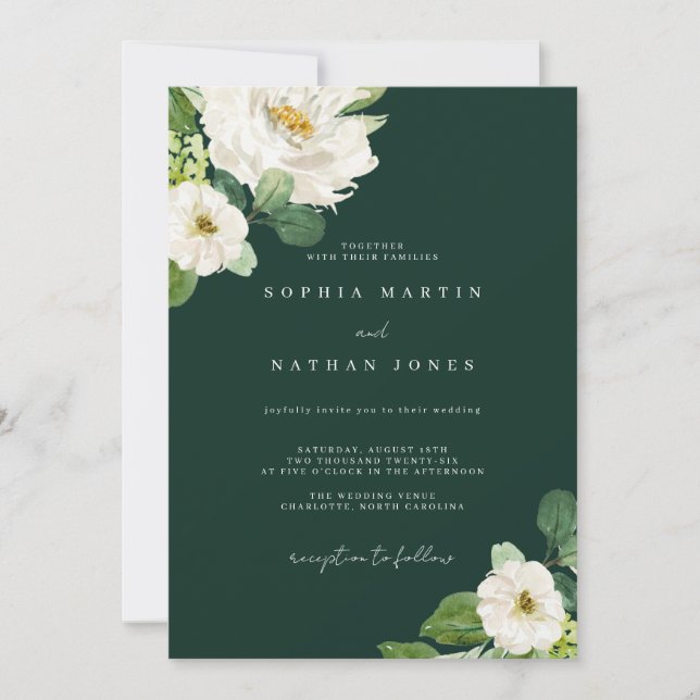 Floral Ivory Green Watercolor Wedding  Invitation (Front)