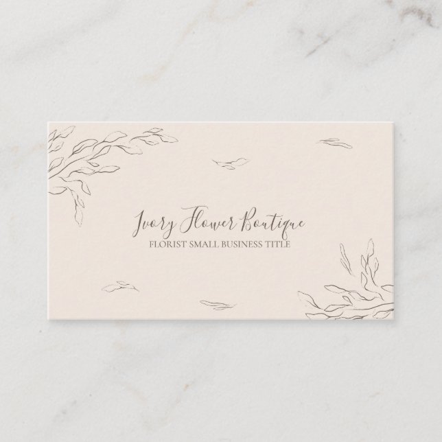Floral Ivory Simple Boho Event Planner Business Card (Front)