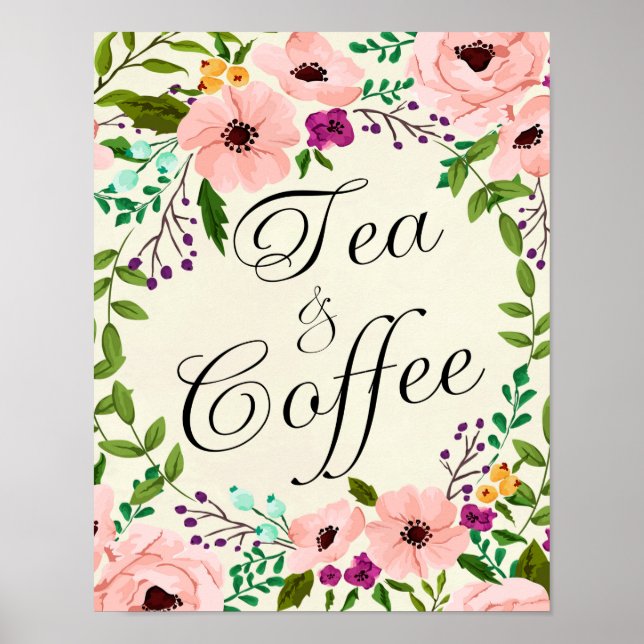 floral ivory tea coffee sign wedding (Front)