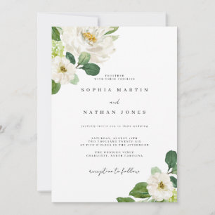 Floral Ivory Watercolor Greenery Wedding  Invitation
