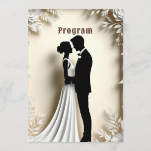 Floral Ivory Wedding Couple Embrace Theme Program