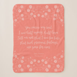 Floral Jane Austen Persuasion Love Letter Quote Sherpa Blanket