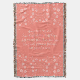 Floral Jane Austen Persuasion Love Letter Quote Throw Blanket