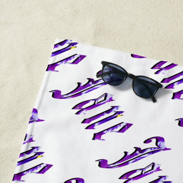 Floral "Jane"  Name, Beach Towel (In Situ)