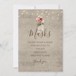 Floral Jar and String Lights Mask Sign Invitation
