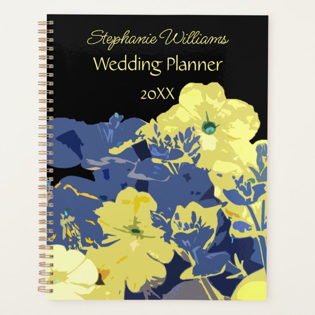 Floral Jaune Bleu Personnalisé Nom Mariage Cadeau  (Devant)