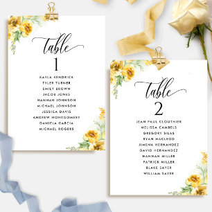 Floral Jaune, Cartes de plan d'assise avec les nom